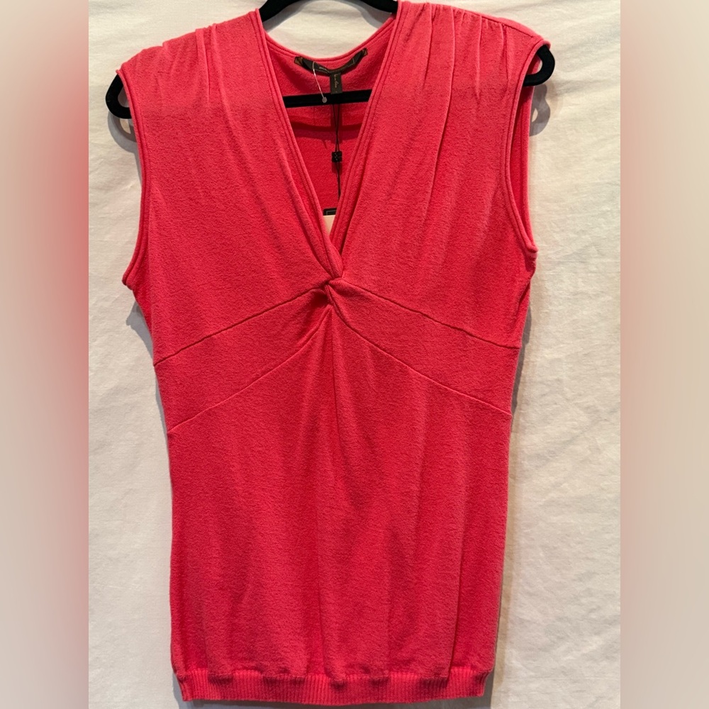 BCBGMaxAzria Red Ruched Blouse with Tie Front